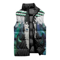 Aotearoa Korowai Motif Sleeveless Puffer Jacket Maori Tane Poutama LT14 - Polynesian Pride