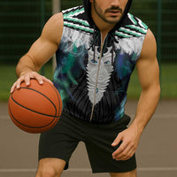 Aotearoa Korowai Motif Sleeveless Zip Hoodie Maori Tane Poutama - Polynesian Pride