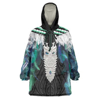 Aotearoa Korowai Motif Wearable Blanket Hoodie Maori Tane Poutama LT14 One Size Turquoise - Polynesian Pride