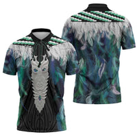 Aotearoa Korowai Motif Zipper Polo Shirt Maori Tane Poutama - Polynesian Pride