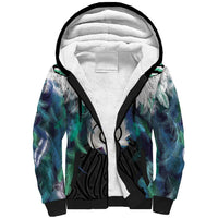 Aotearoa Korowai Motif Sherpa Hoodie Maori Koru Poutama LT14 Unisex Turquoise - Polynesian Pride