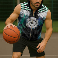 Aotearoa Korowai Motif Sleeveless Zip Hoodie Maori Koru Poutama - Polynesian Pride