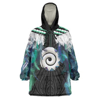 Aotearoa Korowai Motif Wearable Blanket Hoodie Maori Koru Poutama LT14 One Size Turquoise - Polynesian Pride