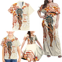Heiva i Tahiti Family Matching Off Shoulder Maxi Dress and Hawaiian Shirt Ori Tahitian Dance Tiare Maori