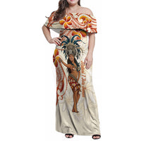 Heiva i Tahiti Family Matching Off Shoulder Maxi Dress and Hawaiian Shirt Ori Tahitian Dance Tiare Maori