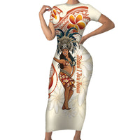 Heiva i Tahiti Family Matching Short Sleeve Bodycon Dress and Hawaiian Shirt Ori Tahitian Dance Tiare Maori