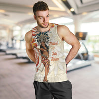 Heiva i Tahiti Men Tank Top Ori Tahitian Dance Tiare Maori LT14 Beige - Polynesian Pride
