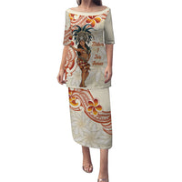 Heiva i Tahiti Puletasi Ori Tahitian Dance Tiare Maori LT14 Long Dress Beige - Polynesian Pride