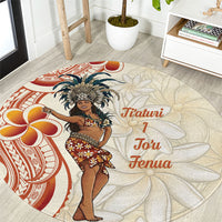 Heiva i Tahiti Round Carpet Ori Tahitian Dance Tiare Maori LT14 Beige - Polynesian Pride