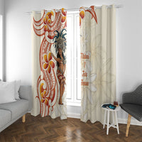 Heiva i Tahiti Window Curtain Ori Tahitian Dance Tiare Maori LT14 With Grommets Beige - Polynesian Pride