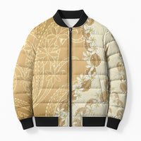 Heiva i Tahiti Bomber Puffer Jacket Tahitian Tiare Maori Cowrie Lei Brown LT14 Unisex Brown - Polynesian Pride