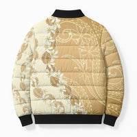 Heiva i Tahiti Bomber Puffer Jacket Tahitian Tiare Maori Cowrie Lei Brown LT14 - Polynesian Pride