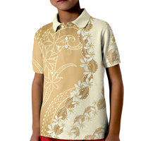 Heiva i Tahiti Kid Polo Shirt Tahitian Tiare Maori Cowrie Lei Brown