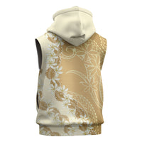 Heiva i Tahiti Sleeveless Hoodie Tahitian Tiare Maori Cowrie Lei Brown