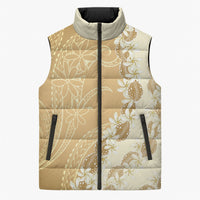 Heiva i Tahiti Sleeveless Puffer Jacket Tahitian Tiare Maori Cowrie Lei Brown LT14 Unisex Brown - Polynesian Pride