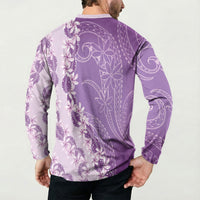 Heiva i Tahiti Button Sweatshirt Tahitian Tiare Maori Cowrie Lei Purple LT14 - Polynesian Pride