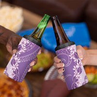 Heiva i Tahiti 4 in 1 Can Cooler Tumbler Tahitian Tiare Maori Cowrie Lei Purple