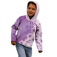 Heiva i Tahiti Kid Hoodie Tahitian Tiare Maori Cowrie Lei Purple
