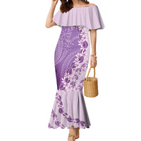 Heiva i Tahiti Mermaid Dress Tahitian Tiare Maori Cowrie Lei Purple