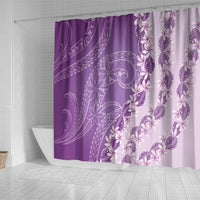 Heiva i Tahiti Shower Curtain Tahitian Tiare Maori Cowrie Lei Purple