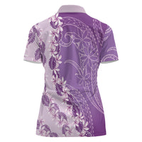 Heiva i Tahiti Women Polo Shirt Tahitian Tiare Maori Cowrie Lei Purple