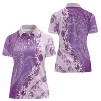 Heiva i Tahiti Women Polo Shirt Tahitian Tiare Maori Cowrie Lei Purple
