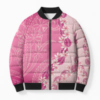 Heiva i Tahiti Bomber Puffer Jacket Tahitian Tiare Maori Cowrie Lei Pink LT14 Unisex Pink - Polynesian Pride