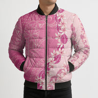 Heiva i Tahiti Bomber Puffer Jacket Tahitian Tiare Maori Cowrie Lei Pink LT14 - Polynesian Pride
