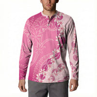 Heiva i Tahiti Button Sweatshirt Tahitian Tiare Maori Cowrie Lei Pink LT14 - Polynesian Pride