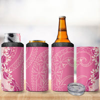 Heiva i Tahiti 4 in 1 Can Cooler Tumbler Tahitian Tiare Maori Cowrie Lei Pink