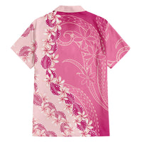Heiva i Tahiti Family Matching Off Shoulder Maxi Dress and Hawaiian Shirt Tahitian Tiare Maori Cowrie Lei Pink