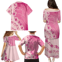 Heiva i Tahiti Family Matching Puletasi and Hawaiian Shirt Tahitian Tiare Maori Cowrie Lei Pink