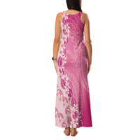 Heiva i Tahiti Family Matching Tank Maxi Dress and Hawaiian Shirt Tahitian Tiare Maori Cowrie Lei Pink