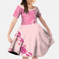 Heiva i Tahiti Kid Short Sleeve Dress Tahitian Tiare Maori Cowrie Lei Pink