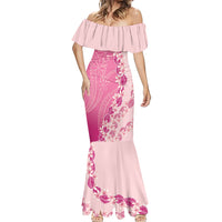 Heiva i Tahiti Mermaid Dress Tahitian Tiare Maori Cowrie Lei Pink