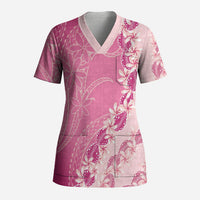 Heiva i Tahiti Scrub Top Tahitian Tiare Maori Cowrie Lei Pink LT14 Adult Pink - Polynesian Pride