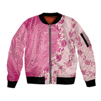 Heiva i Tahiti Sleeve Zip Bomber Jacket Tahitian Tiare Maori Cowrie Lei Pink LT14 Unisex Pink - Polynesian Pride
