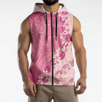 Heiva i Tahiti Sleeveless Zip Hoodie Tahitian Tiare Maori Cowrie Lei Pink