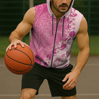 Heiva i Tahiti Sleeveless Zip Hoodie Tahitian Tiare Maori Cowrie Lei Pink
