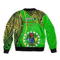 25 May Palmerston Island Gospel Day Sleeve Zip Bomber Jacket Cook Islands Tribal Pattern LT14 - Polynesian Pride