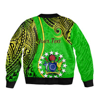 Personalised 25 May Palmerston Island Gospel Day Sleeve Zip Bomber Jacket Cook Islands Tribal Pattern LT14 - Polynesian Pride