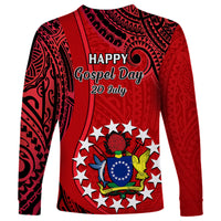 20 July Atiu Island Gospel Day Long Sleeve Shirt Cook Islands Tribal Pattern LT14 - Polynesian Pride