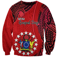 20 July Atiu Island Gospel Day Sweatshirt Cook Islands Tribal Pattern LT14 Unisex Red - Polynesian Pride