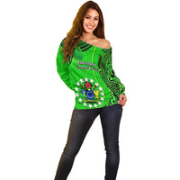 25 July Rarotonga Island Gospel Day Off Shoulder Sweater Cook Islands Tribal Pattern LT14 - Polynesian Pride
