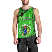 Personalised 21 July Mitiaro Island Gospel Day Men Tank Top Cook Islands Tribal Pattern LT14 - Polynesian Pride