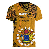 15 August Rakahanga Island Gospel Day Women V Neck T Shirt Cook Islands Tribal Pattern LT14 - Polynesian Pride