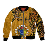 Personalised 15 August Rakahanga Island Gospel Day Bomber Jacket Cook Islands Tribal Pattern LT14 Unisex Orange - Polynesian Pride