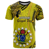 27 October Aitutaki Island Gospel Day T Shirt Cook Islands Tribal Pattern LT14 Gold - Polynesian Pride