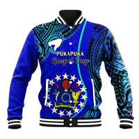 8 December Pukapuka Island Gospel Day Baseball Jacket Cook Islands Tribal Pattern LT14 Unisex Blue - Polynesian Pride