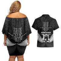 New Zealand Silver Fern Rugby Couples Matching Off Shoulder Short Dress and Hawaiian Shirt Haka Dance With Aotearoa Maori Pattern